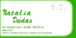 natalia dudas business card